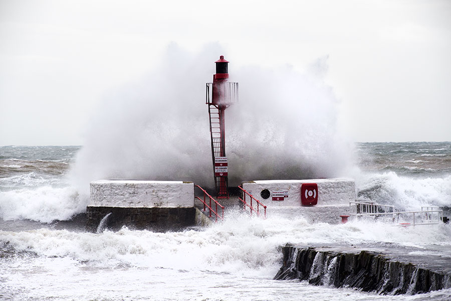 Big seas over the Banjo pier Looe